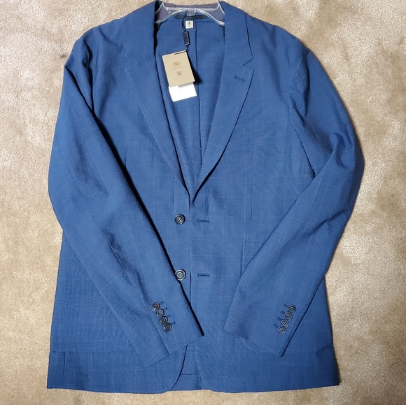 NWT$686 Burberry Blue Mens Linen Wool Blazer Jacket Coat Sz 42 - Picture 3 of 16